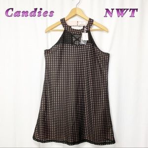 NWT-Candies-Black Semi Sheer Overlay Pink Dress L